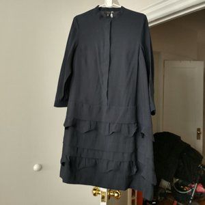 NWT COS LAYERED SCALLOP-EDGED DRESS Size 8 - Navy